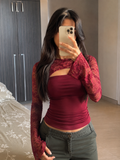 BLOOME LACE TOP IN BURGANDY