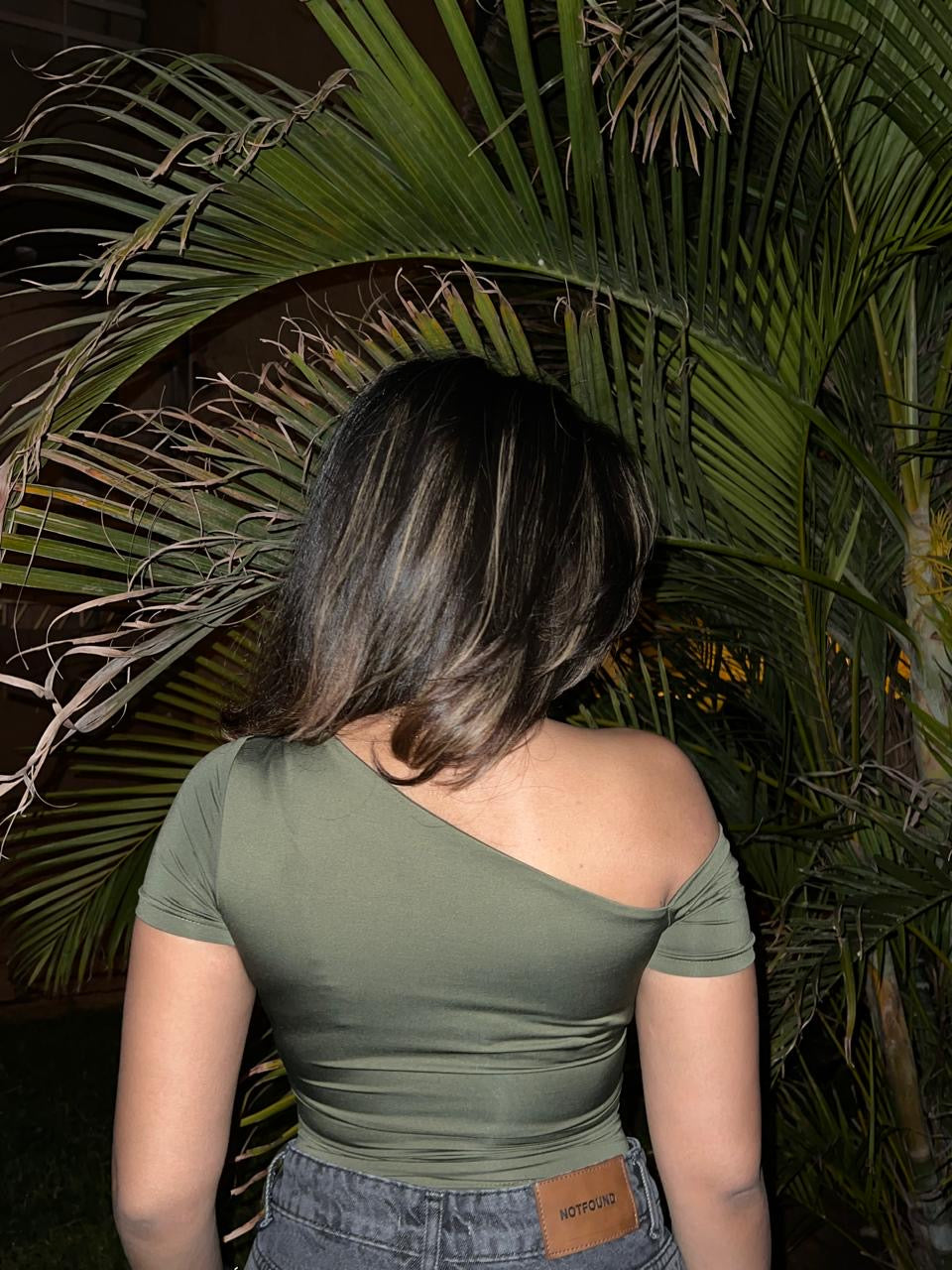 Off shoulder top Olive