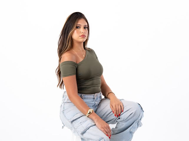 Off shoulder Olive