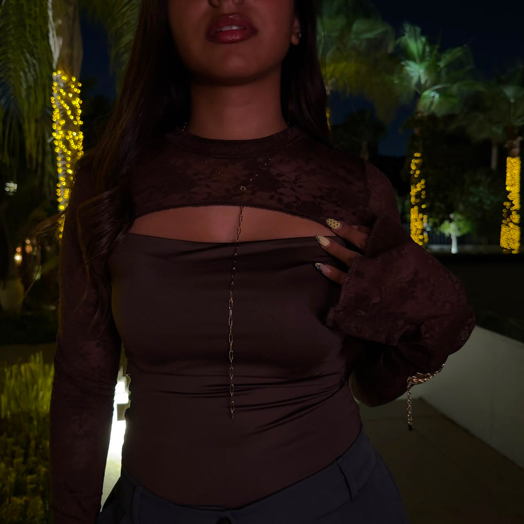 Lace Top Brown long sleeves