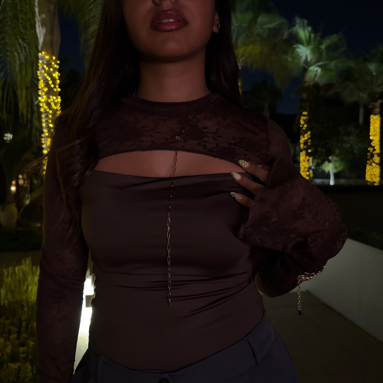 Lace Top Brown long sleeves