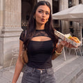 Lace top half sleeve black